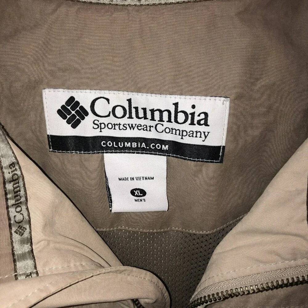 Columbia Sportswear Mens Large Khaki Vented Full-Zip Jacket Size L Spots